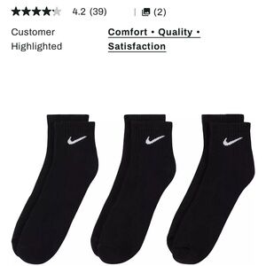 Nike Dri-Fit Athletic Ankle Socks- 3 Pack
